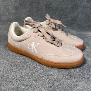 Calvin Klein Sneakers Tan CK Logo Gum Sole Womens 6M Minimalist - New